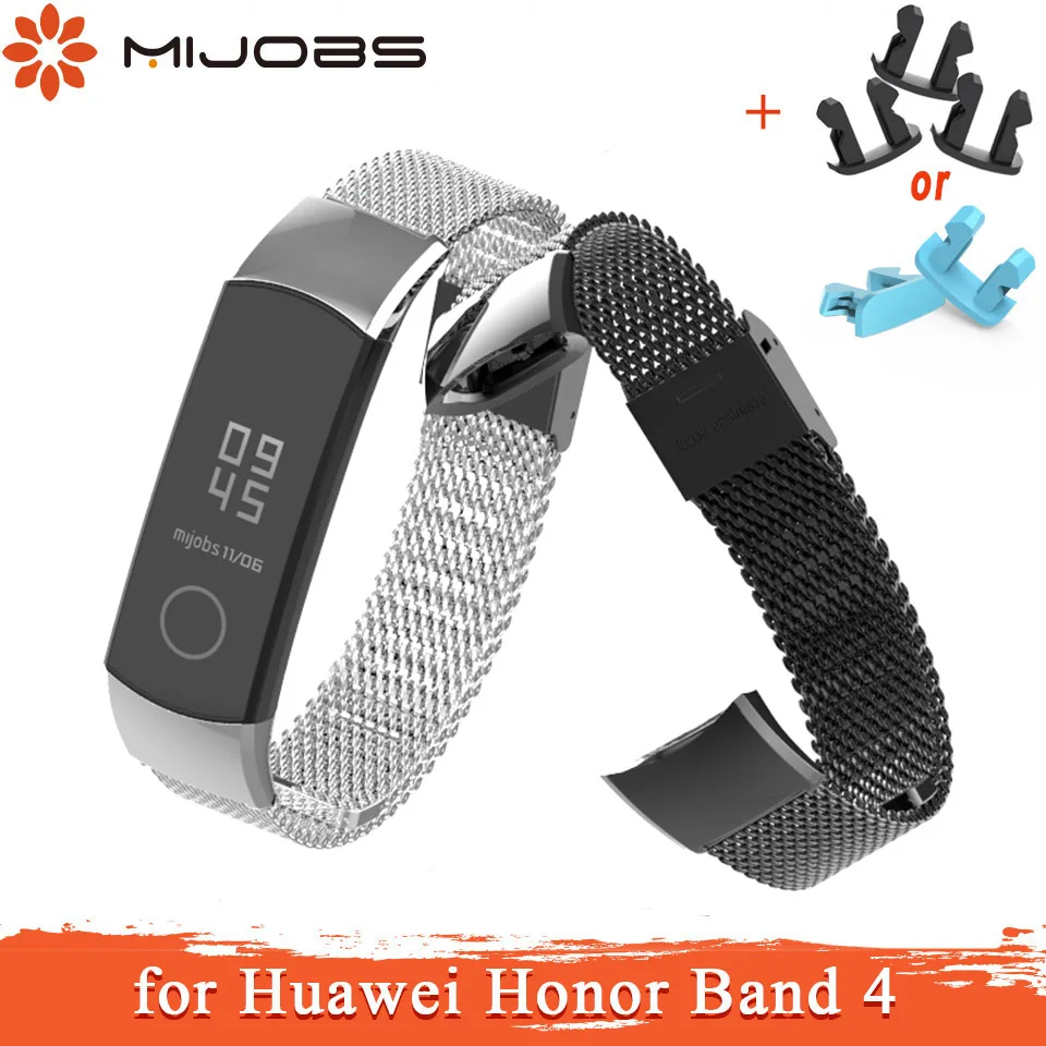 Mijobs Honor Band 4 ремешок из нержавеющей стали Миланский металлический ремешок для huawei Honor Band4 Ремешок Браслет Смарт-браслет аксессуары