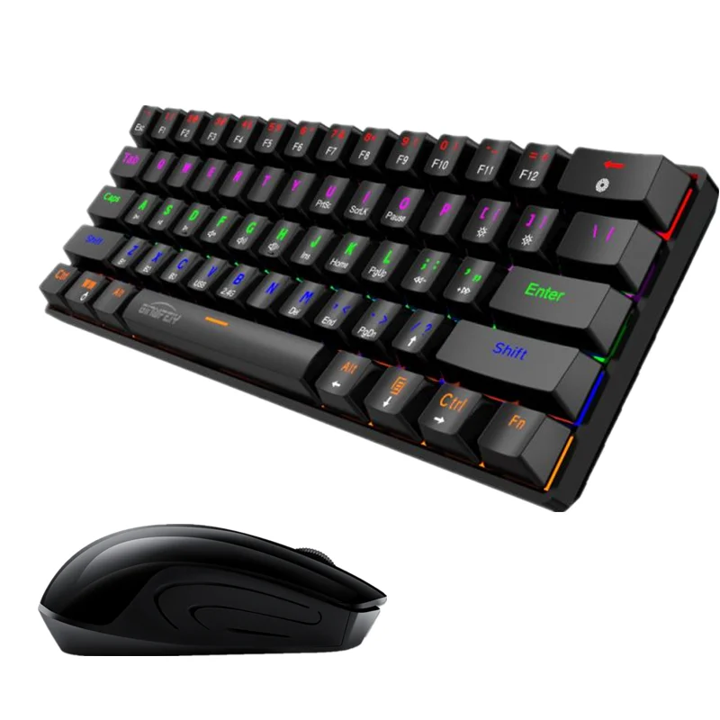 

JX300 61 Keys 2.4G Wireless Gaming Mechanical Keyboard With Wireless Mouse LED Backlit Axis Keys Blue Black Switch For PC Laptop