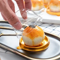 50pcs clear mini disposablecake round plastic packaging egg yolk puff container moon cake box dome boxes packing