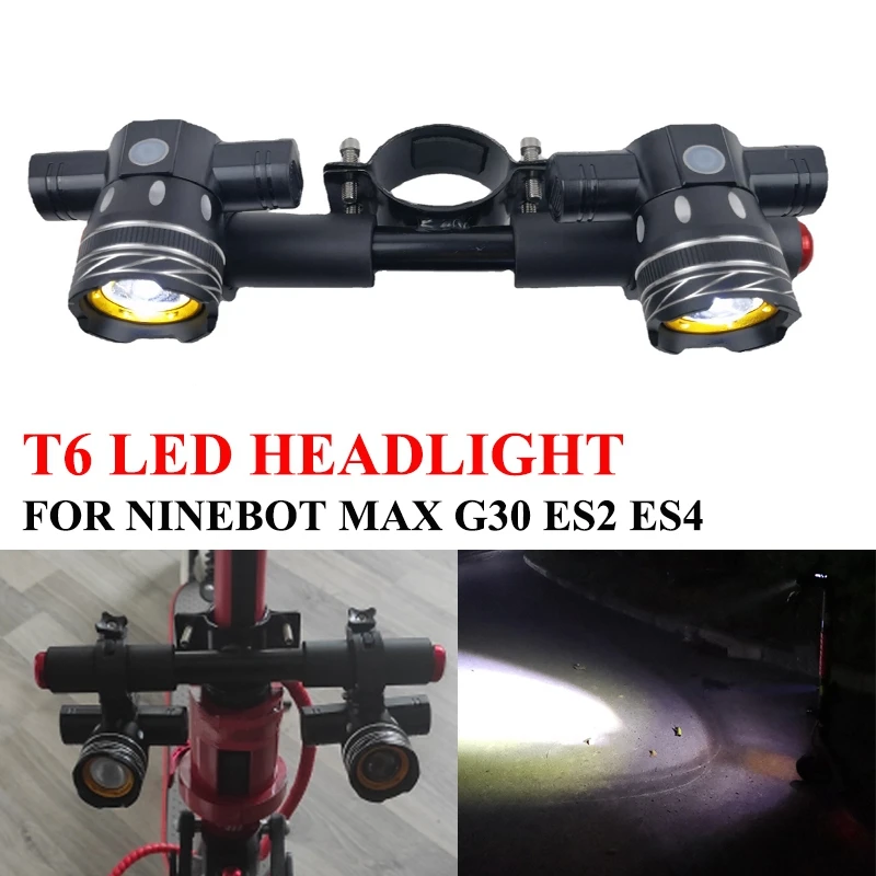 

Electric Scooter LED Headlight USB Rechargeable Fog Lamp for Ninebot Max G30 ES2 ES4 T6 Spotlight, 1200MAh