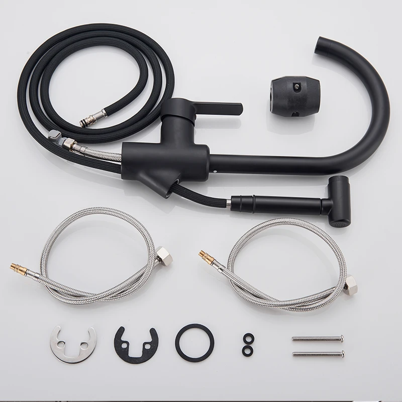 Черный кухонный кран с одной ручкой 360 Roratation и смеситель для кухонной раковины