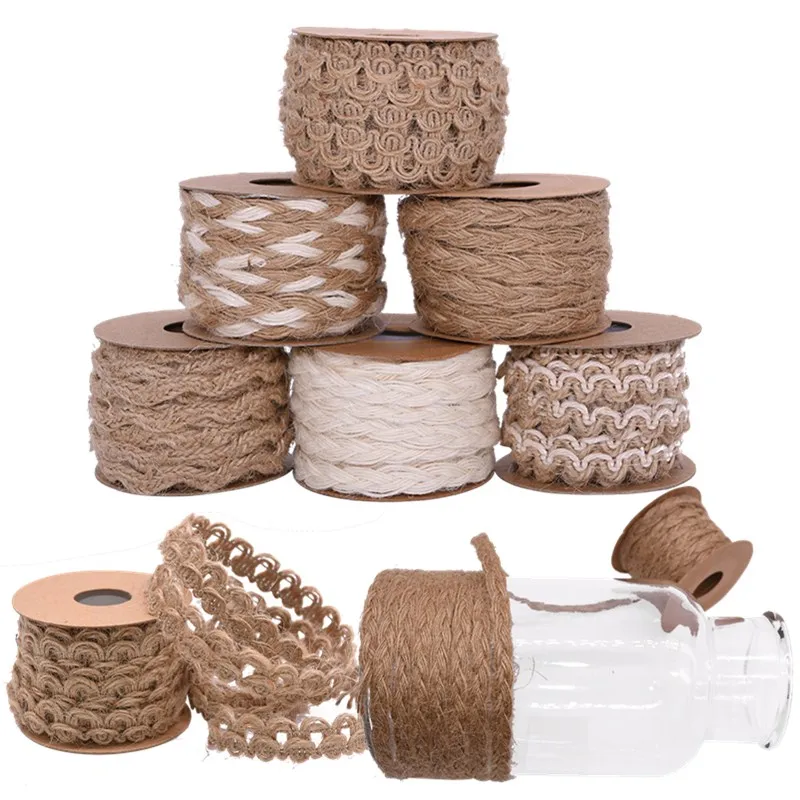 5 м винтажная натуральная джутовая лента из мешковины гессианские веревочки для