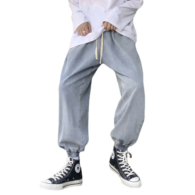 

Ankle-Tied Jeans Boys Fashion Brand Ins Hong Kong Style Pants Men's Korean-Style Fashionable All-Matching 2021 New Pants Loose