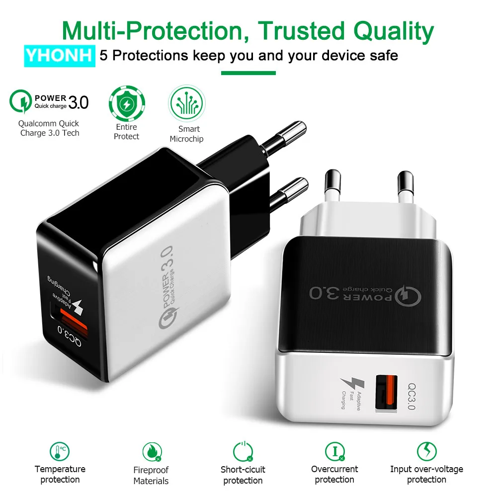 18W EU US Plug Phone USB Charger Quick Charge 3.0 Fast Mobile Adapter For iPhone Samsung Xiao mi Tablet | Мобильные телефоны и