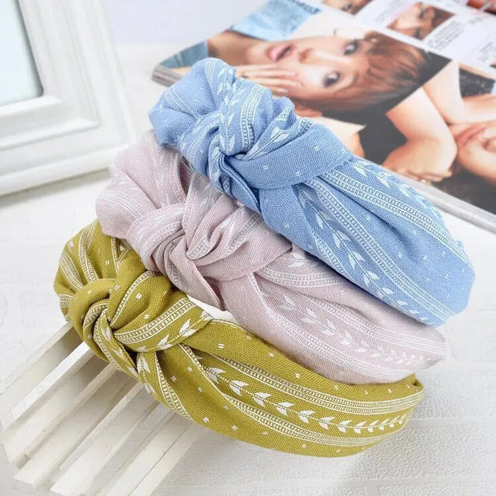 

Fashion Bow Knot Hairband Women Hair Head Hoop Simple Sweet Girls Hair Headband Knotted Broad-brim Hair Band Hairpin 7 Colors