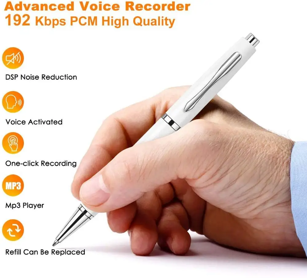 Профессиональная ручка-диктофон V82 16 ГБ портативный HD USB Hi-Fi аудио 192 кбит/с шум
