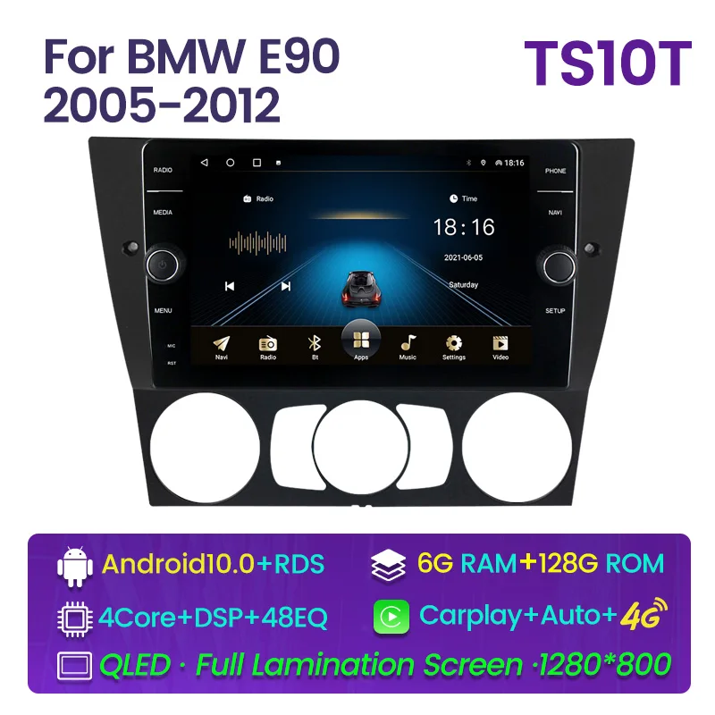 

Автомагнитола для BMW E90, E91, E92, E93, 128, 2005, 2006, 2007, Android 11, экран 9 дюймов, 6 + 2008G