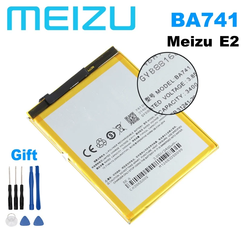 MEIZU оригинальный мобильный телефон Батарея для Meizu Meizy Meilan E2 Замена BA741 3400 мА/ч +