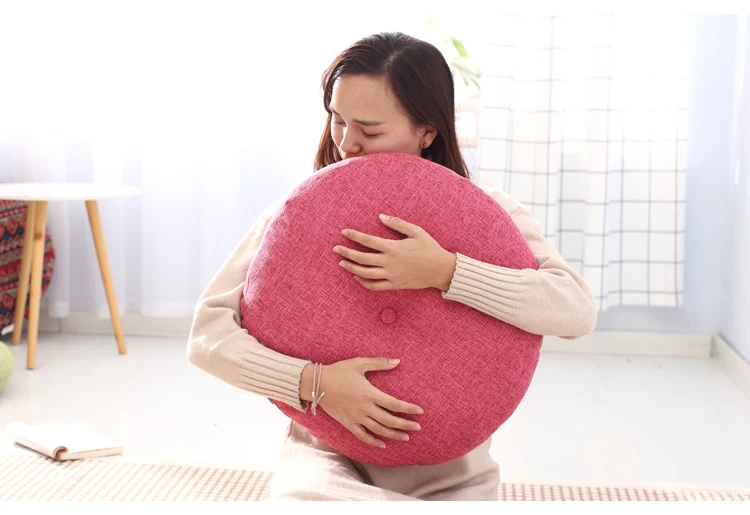 Removable& Washable Round Shape Cotton Linen Seat Cushion with Core Tatami Cushion Pillow Home Decoration Soft Car Sofa Cushion