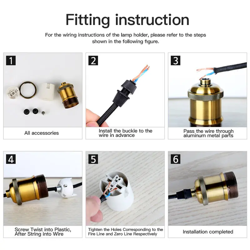 Патрон для лампы E27 винтажный настенный светильник с алюминиевым винтом основа