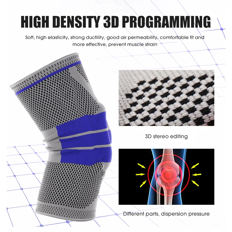 

Knee Support Compression Silicone Kneepad Spring Knee Brace Strap Patella Medial Protector Meniscus Protection Sport Running Gym