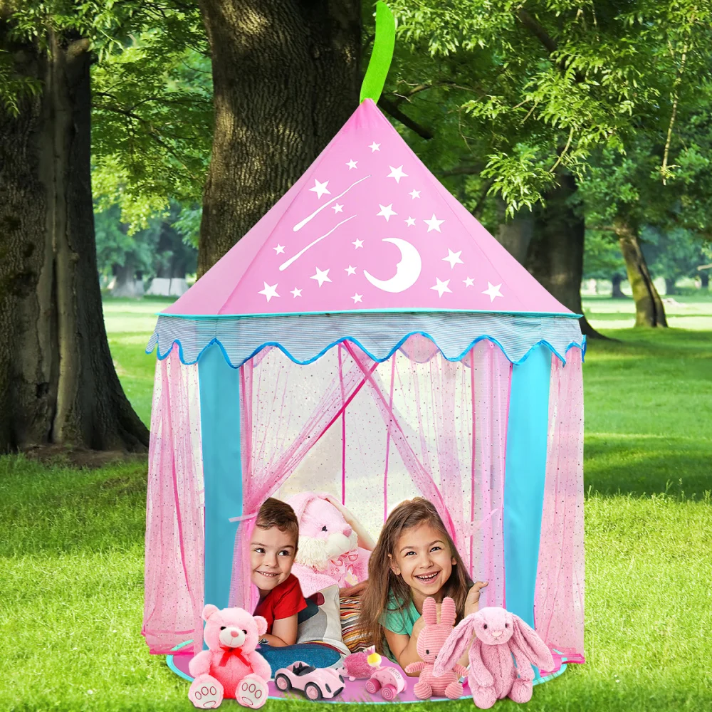 

iBaseToy Dreamlike Prince Castle Tent Foldable Gauze Playhouse Children Kids Indoor Play Tent 105 x 105 x 140