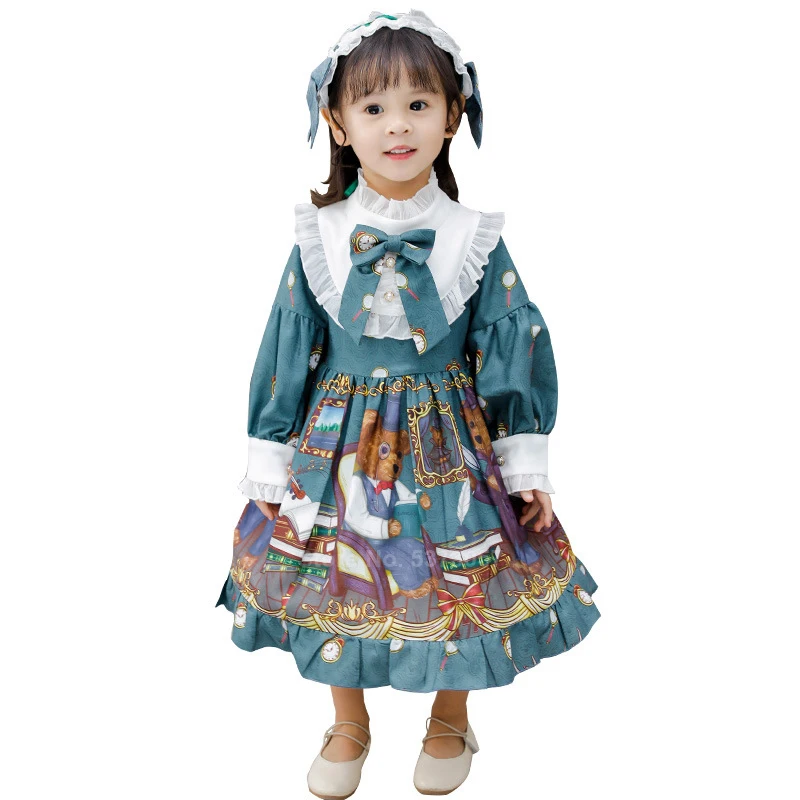 

Victorian Princess Japanese Lolita Dress Baby Girl Clothes Bear Rubbit Kawaii Cosplay Halloween Costume for Kids Carnival Party