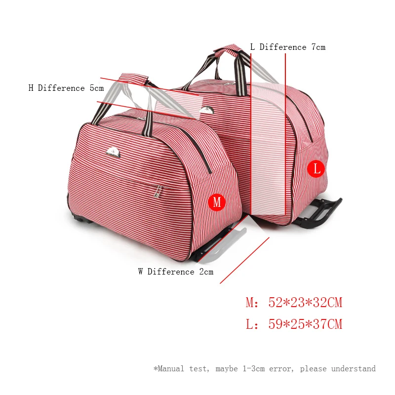 2022 New Women Men travel bag on wheels Rolling luggage bag Trolley Duffle Carry-On bag with Pull rod