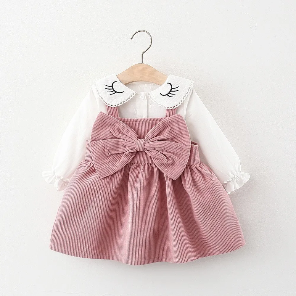 Valentines Day Toddler Boutique Outfits Girls Long Sleeve White Blouse + Dress Two Piece Spring Autumn Princess Children Clothes