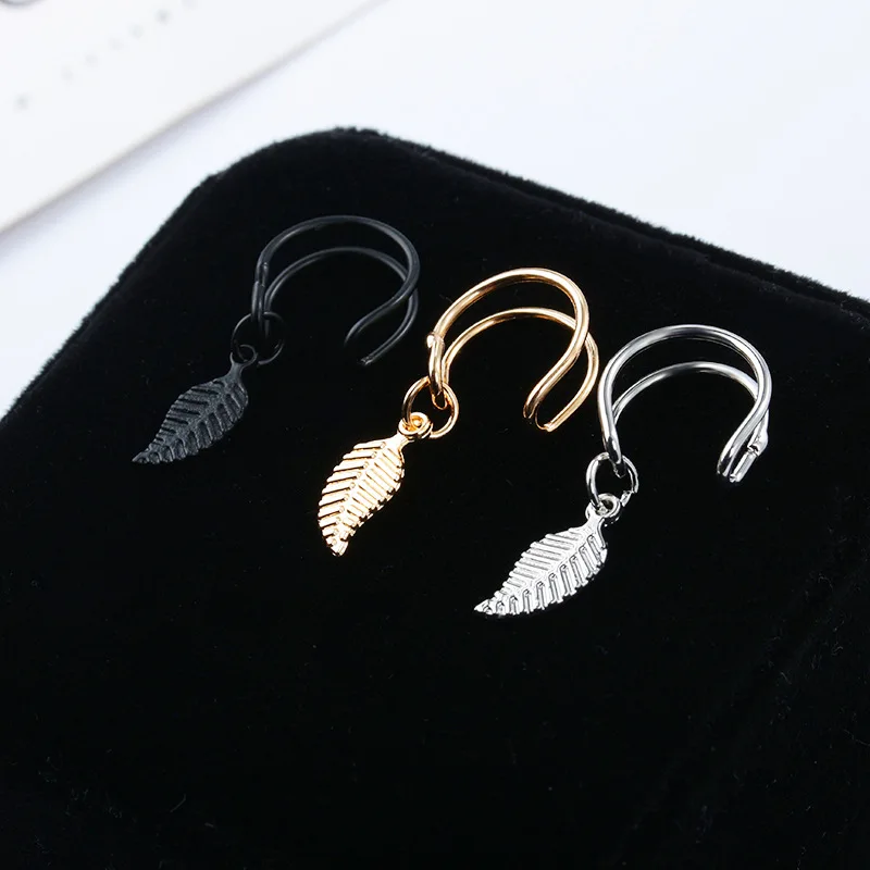New Arrival Leaf Clip Earrings Gold/Silver/Balck Ear 1 Piece Punk Cuff For Women Men Exquisite Gift Drop Shipping | Украшения и
