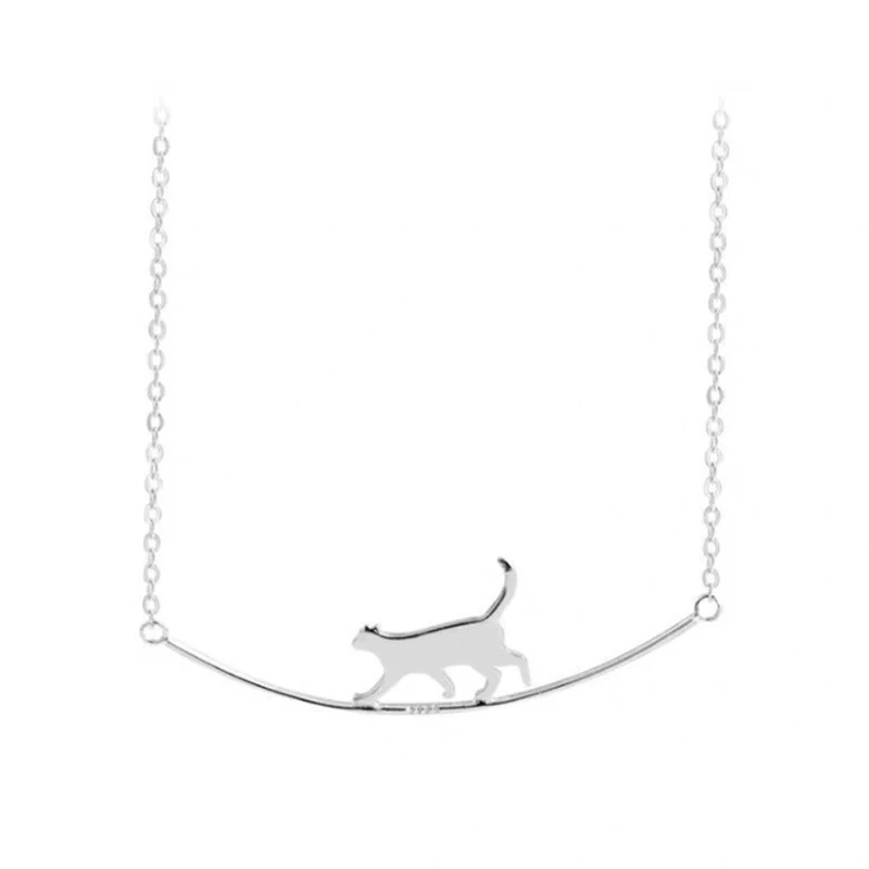 

Cat Curved Personality Jewelry Cute Animal Walking Cat Clavicle Chain Necklaces