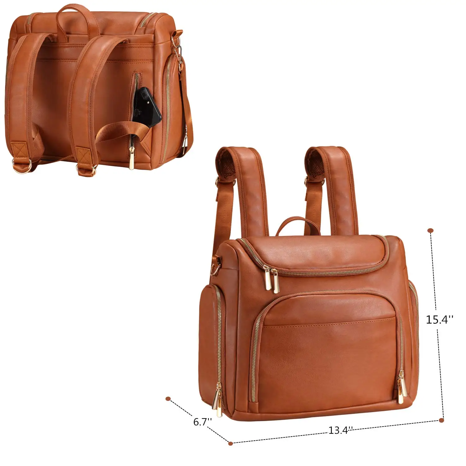 Bolsa de pa&ntilde;ales 7 en 1 para beb&eacute;, bolso de maternidad de cuero PU s&oacute;lido, mochila de viaje de gran capacidad, bolsas de cochecito con cambiador-5