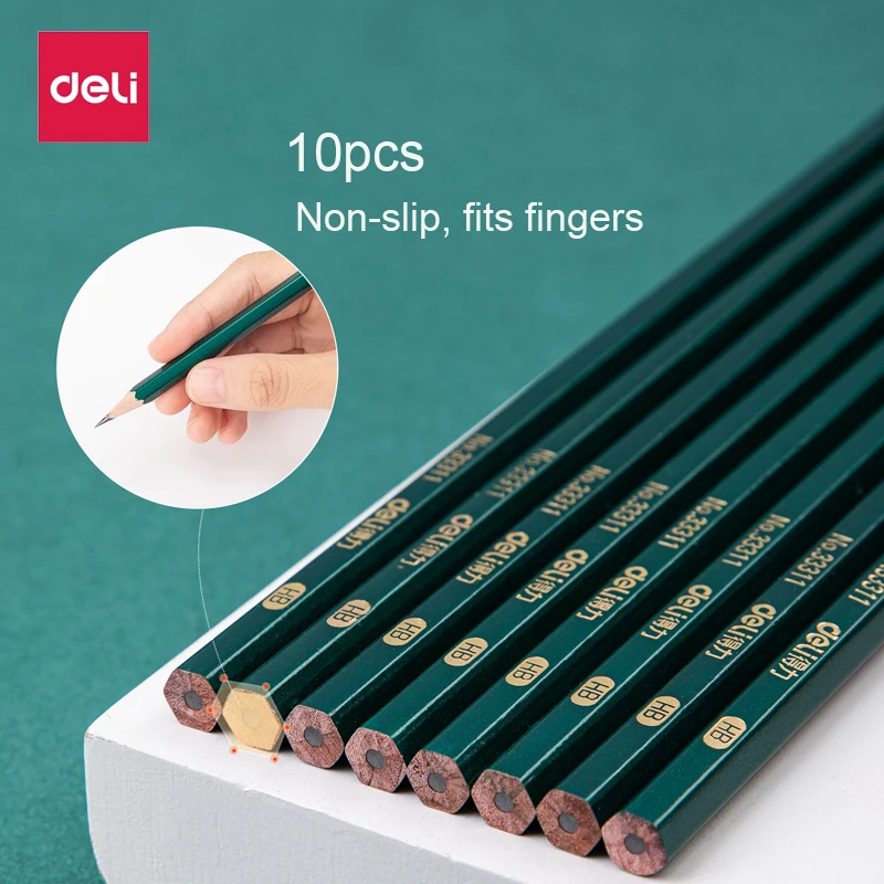 

Карандаш Deli 10 шт., карандаш для студентов, для рисования скетчей, древесина 2B/HB, шестигранный стержень, черный карандаш