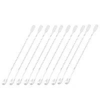 10 pack mixing spoons with long handle spiral and trident fork10 inch stainless steel cocktail stirrerbartender tool
