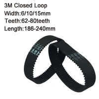 htd 3m round rubber timing belts closed loop 186189195198201207213216225228240mm length 61015mm width drive belts