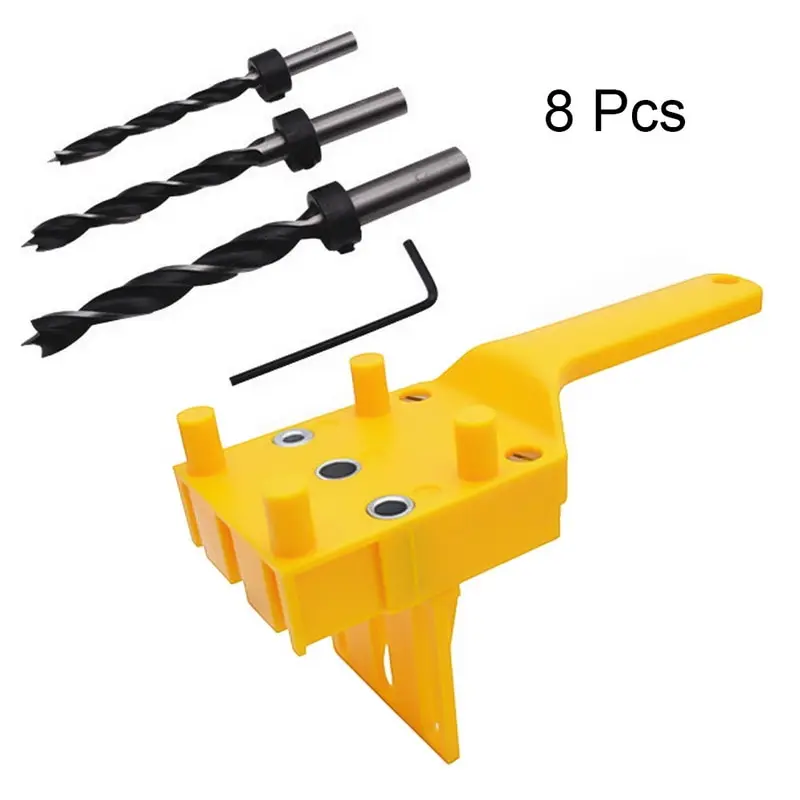 

Quick Wood Doweling Jig ABS Plastic Handheld Pocket Hole Jig System 6/8/10mm Drill Bit Hole Puncher For Carpentry Dowel Joints
