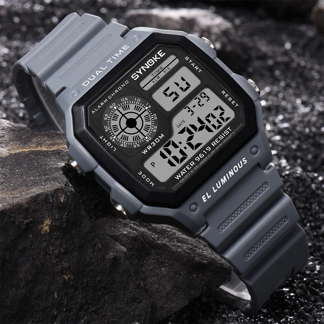 SYNOKE Men Outdoor Sports Watches Stopwatch Men's 30M Waterproof LED Digital Square Watches Man Military Clock Relogio Masculino 1