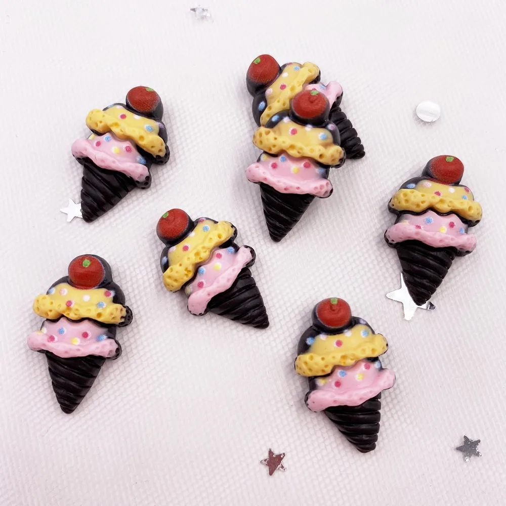 

New 24pcs Resin Mini Cherry Ice cream Cabochon Flatback Stone Figurines Scrapbook DIY Craft Home Decor Accessories OH36