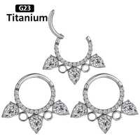 f136 titanium nose ring high quality segment front inset zircon water droplets open small diaphragm nose ear jewelry