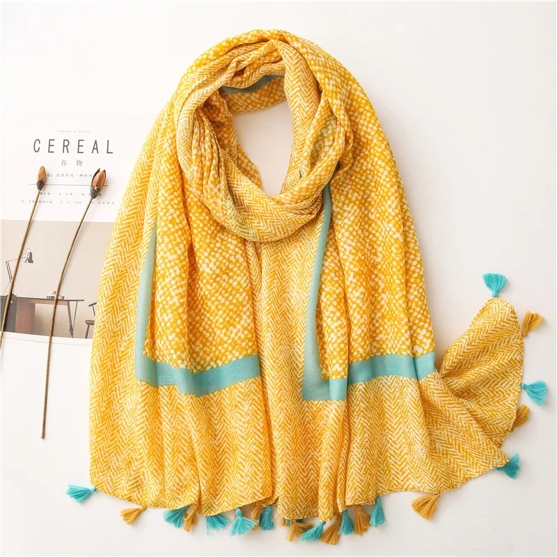 Шарф женский из 2021 хлопка с принтом