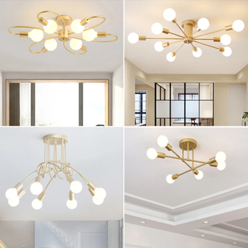 

American lamp living room lamp simple modern atmospheric household chandelier dining room lamp Nordic Iron big ceiling lamp