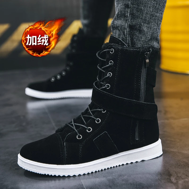 New men's classic high-top tide shoes warm men's running shoes casual hiking shoes plus velvet sports cotton boots