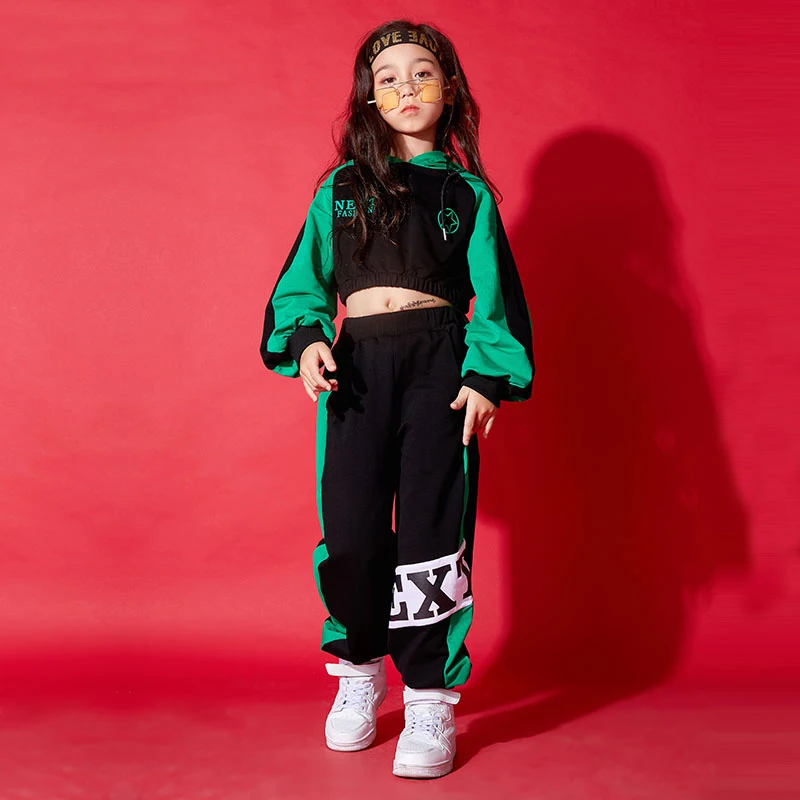 Танцевальные костюмы для девочек зеленые уличные танцевальные танцевальная