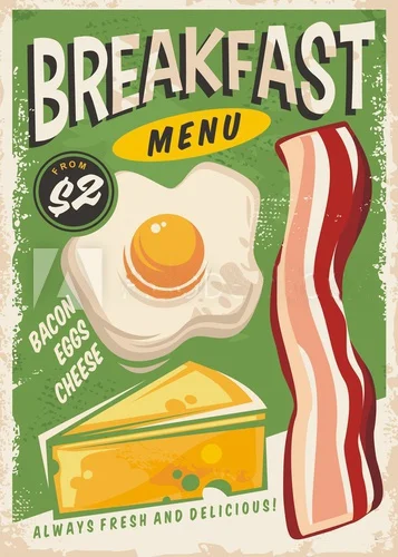 

Breakfast Cool Style Metal Tin Sign Decor Bar Pub Home Vintage Retro Poster