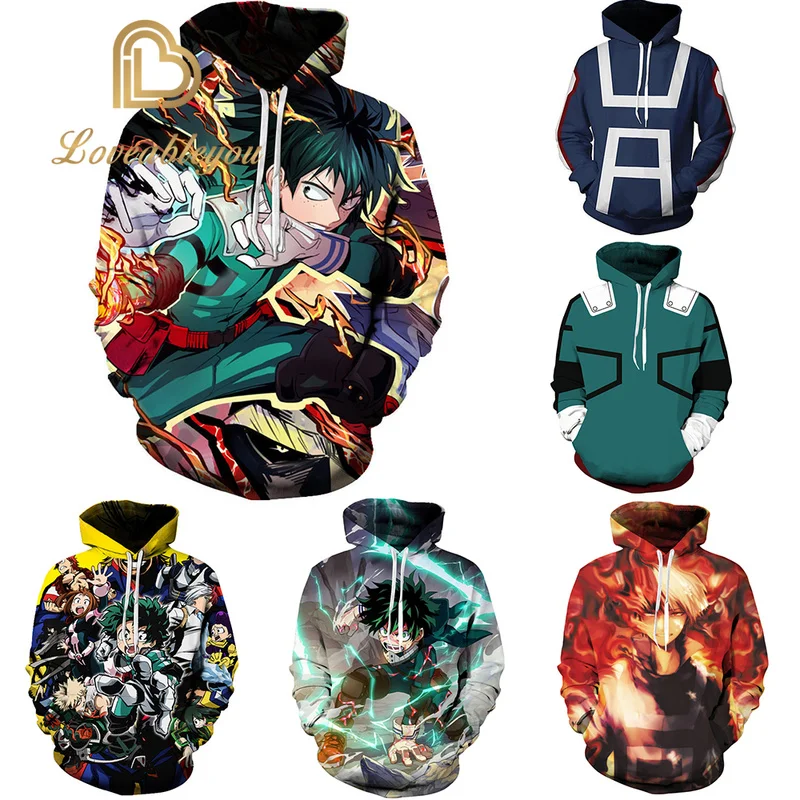 

Толстовка с капюшоном моя геройская академия, толстовки Midoriya Izuku Bakugou Katsuki, толстовки с объемным рисунком, пуловеры, куртка Csopaly
