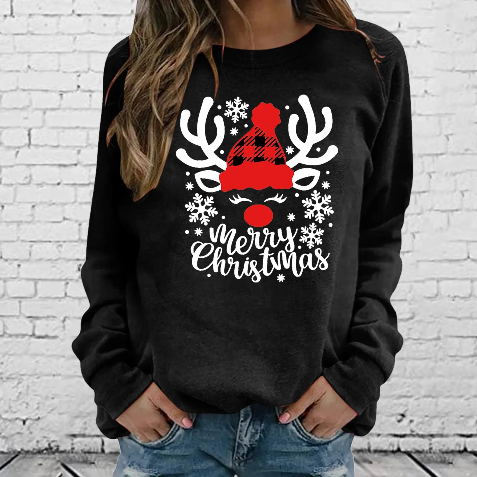

Autumn Winter Women Long Sleeve Letter Print Fashion Comfortable Tops Christmas Pullover Sweatshirts Blouse Толстовка Женская#10
