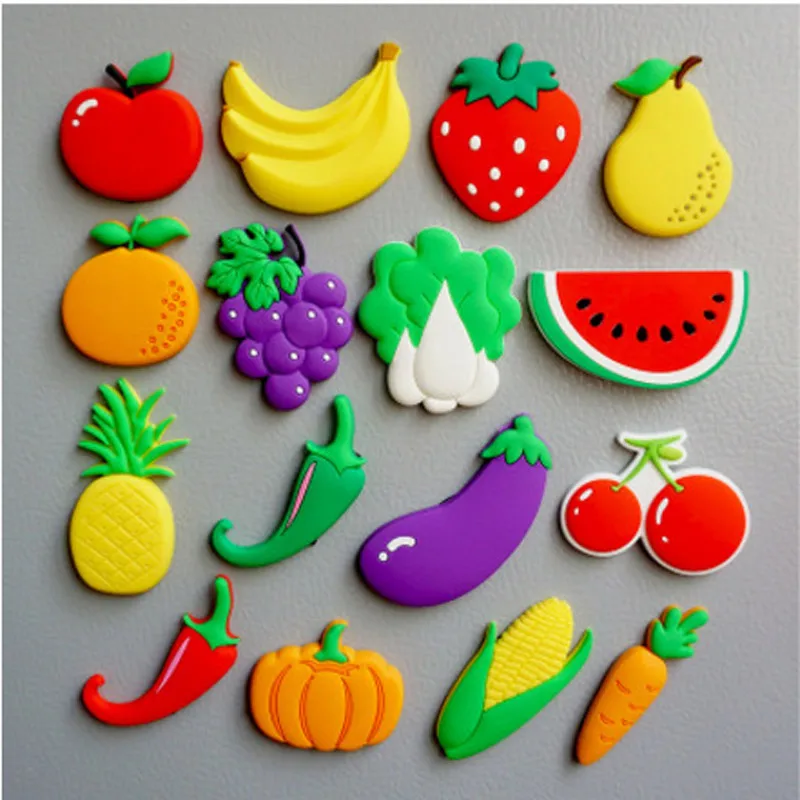 

12 шт./лот Kawaii милые магнитные наклейки на холодильник фрукты овощи Тыква Виноград банан вишня оранжевый наклейка на холодильник
