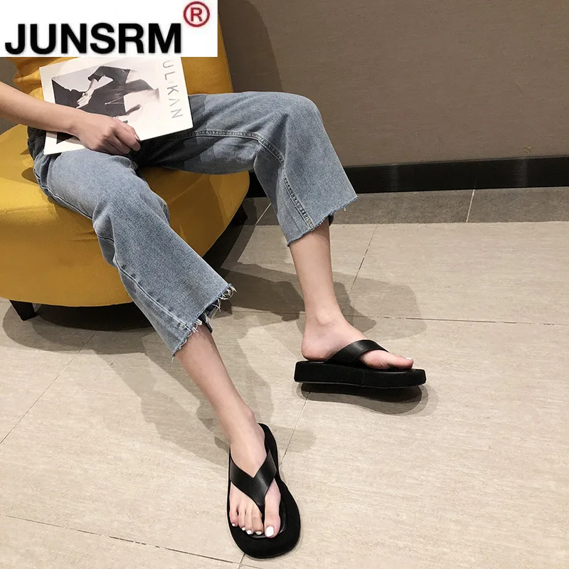 

black/white mixed color thick bottom flip flops women famous designer clip toe slippers ladis platform jandal slides beach shoes