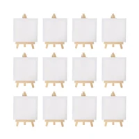 12pcs artists 5 inch mini easel 3 inch x3 inch mini canvas set painting kids craft diy drawing small table easel for school