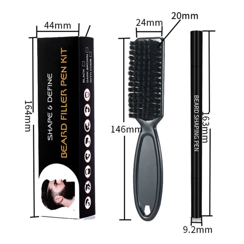 

Waterproof 4 Fork Tips Beard Shaping Pen Filler with Styling Brush for Men R3MF