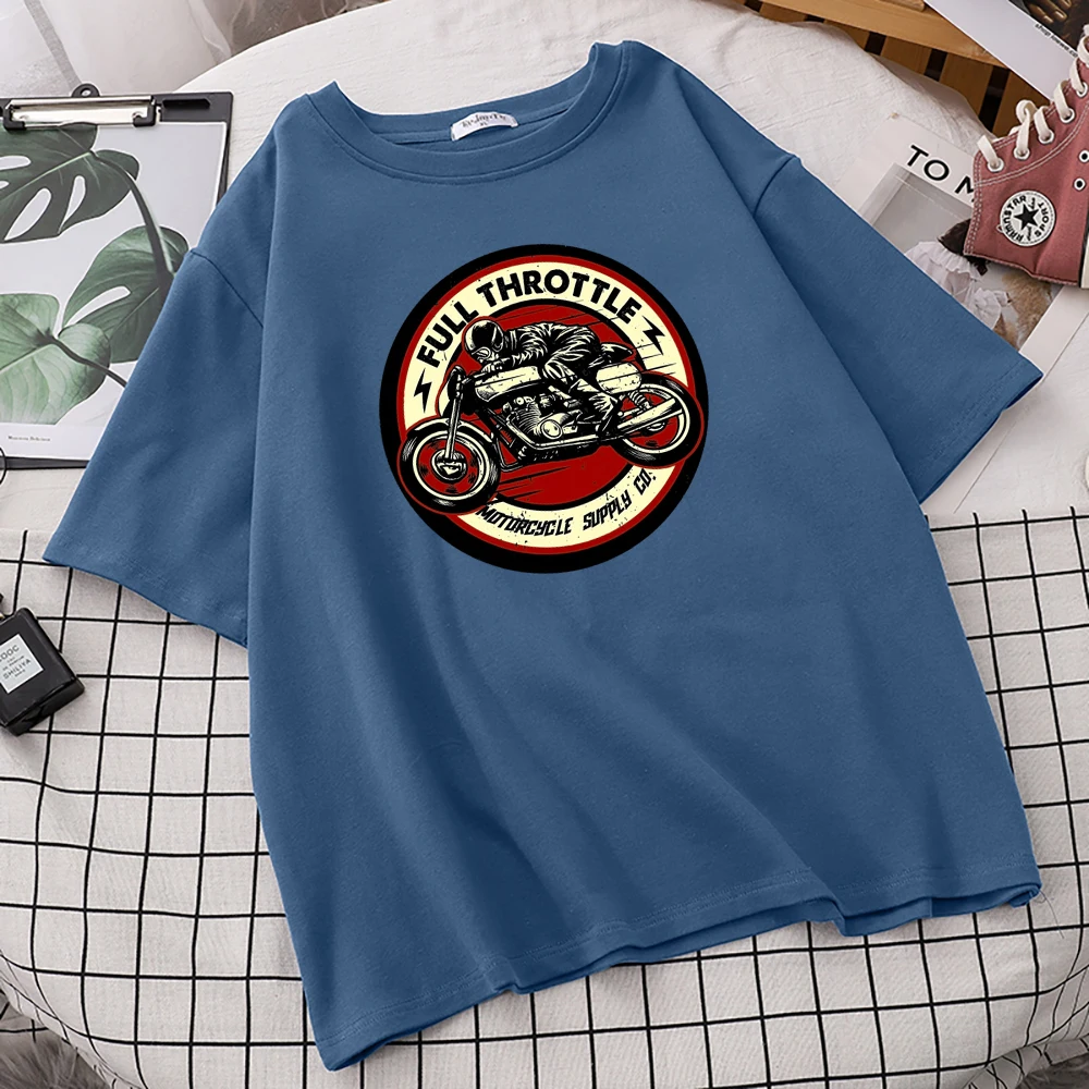 

Полная дроссельная заслонка кафе гонщик Байкерский стиль с мотивами рокабилли крутые мужские футболки мужские модные летние хлопковые фут...