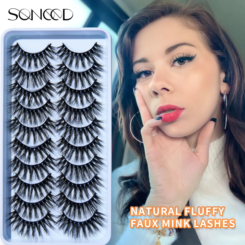 

Soneed 5/8/10 Pairs 3D Faux Mink Eyelashes Natural Thick Long False 14-18mm Lashes Dramatic Fake Eyelash Extension MaKeup Tools