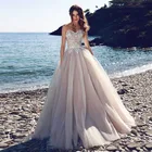 Очаровательные тюлевые пляжные свадебные платья с кружевной аппликацией, свадебные платья на заказ, 2020 платья в стиле бохо