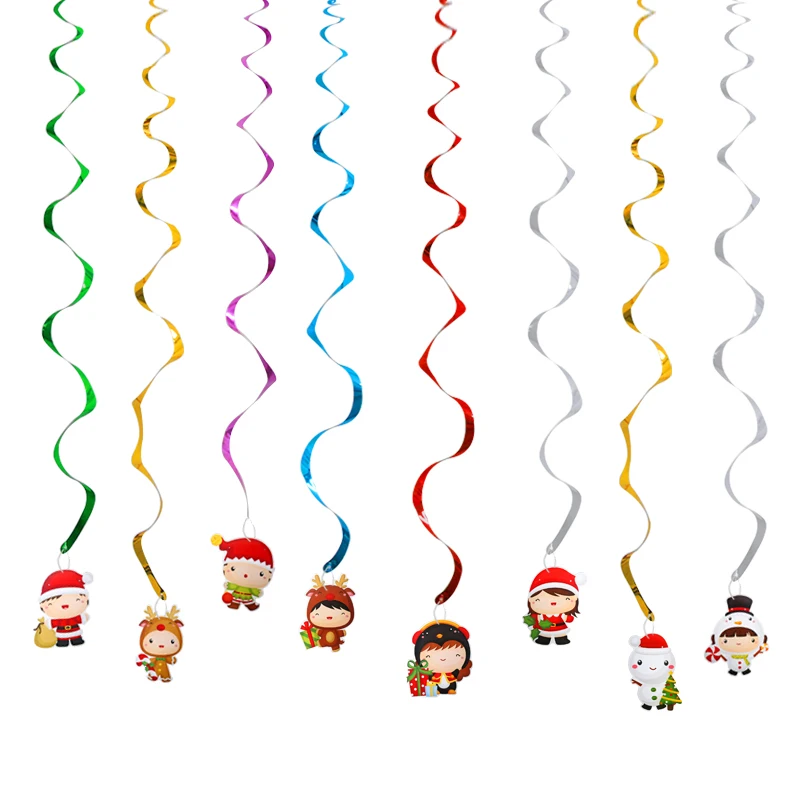 1set 8pcs style D 6-8pcs/set Christmas Decoration Snowflake Santa Claus Elk Ceiling Swirl Hanging Ornaments Garland for Home Xmas Party Supplies - Цвет: 1set 8pcs style D