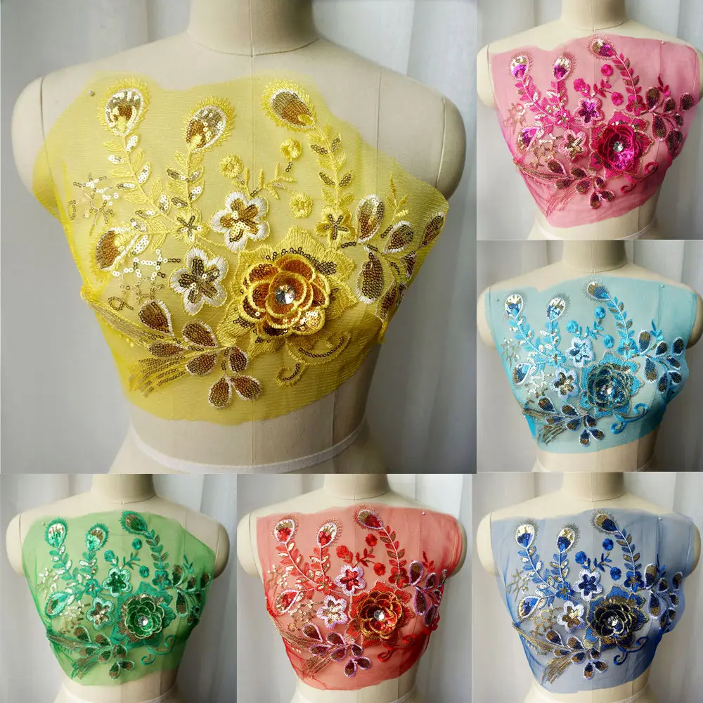 Вышитый кружевной воротник для платья с блестками и перьями | Дом сад