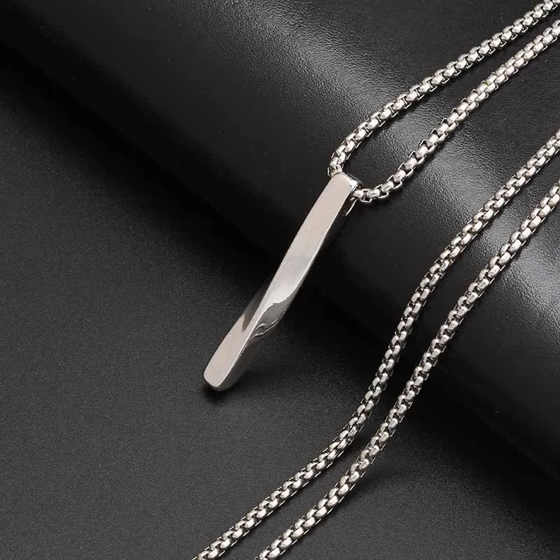 

Twisted Spiral Titanium Necklace Pendant Stainless Steel Chain Male Tide Ins Hip-hop Women Simple Cold Wind Pendant Wholesale