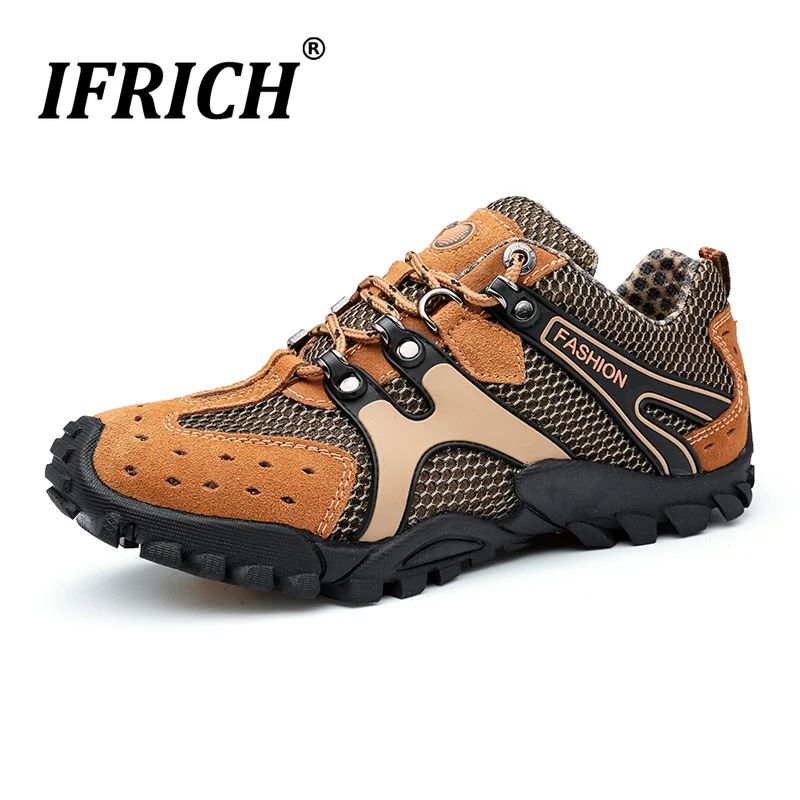 Новинка коричневые мужские уличные походные туфли нескользящие спортивные