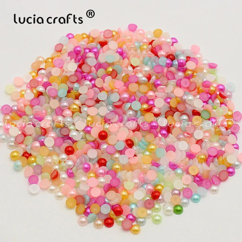 Random mix 1500pcs Lucia crafts 1100 Шт/1500 шт 4 мм Смешанные Цвета ABS искусственный жемчуг полукруглый плоский с оборота жемчуг материалы для рукоделия F0901 - Цвет: Random mix 1500pcs