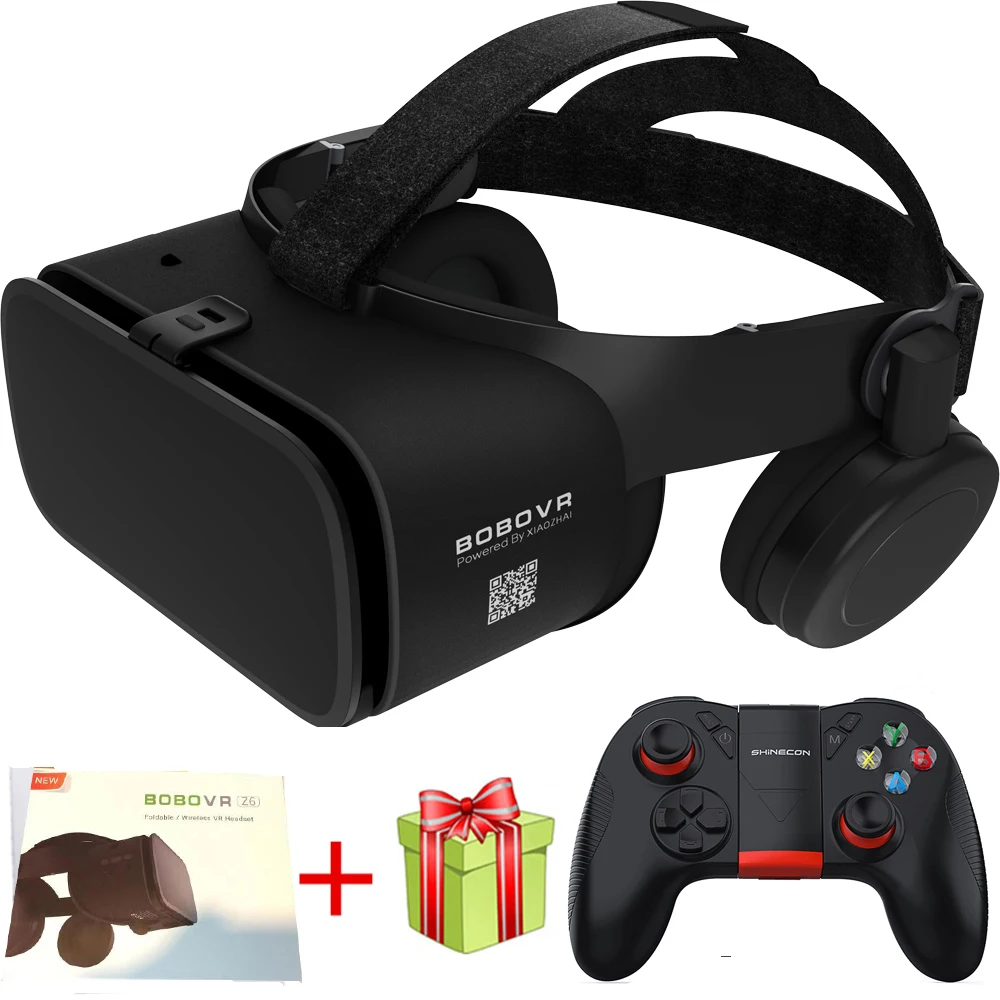 Серый Новые Bobo vr Z6 VR очки беспроводные Bluetooth наушники VR очки Android IOS Удаленная реальность VR 3D картонные очки - Цвет: Серый