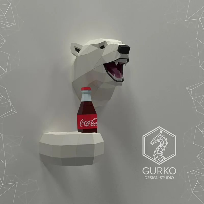 3D &quotсделай сам&quot Полярный медведь Мороженое Бумага модель настенное украшение
